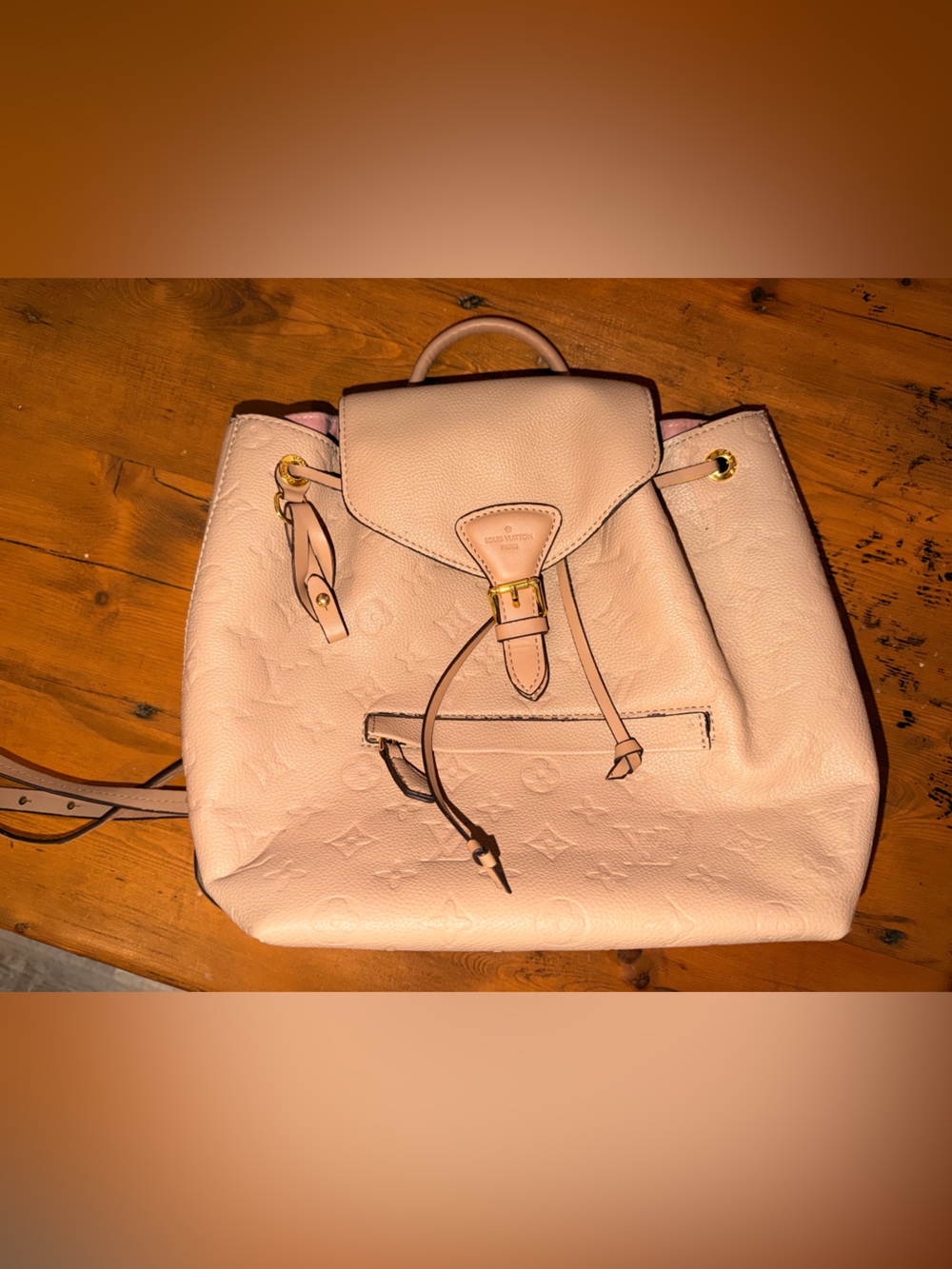 Louis Vuitton Blush Pink Embossed Monogram Drawstring Backpack